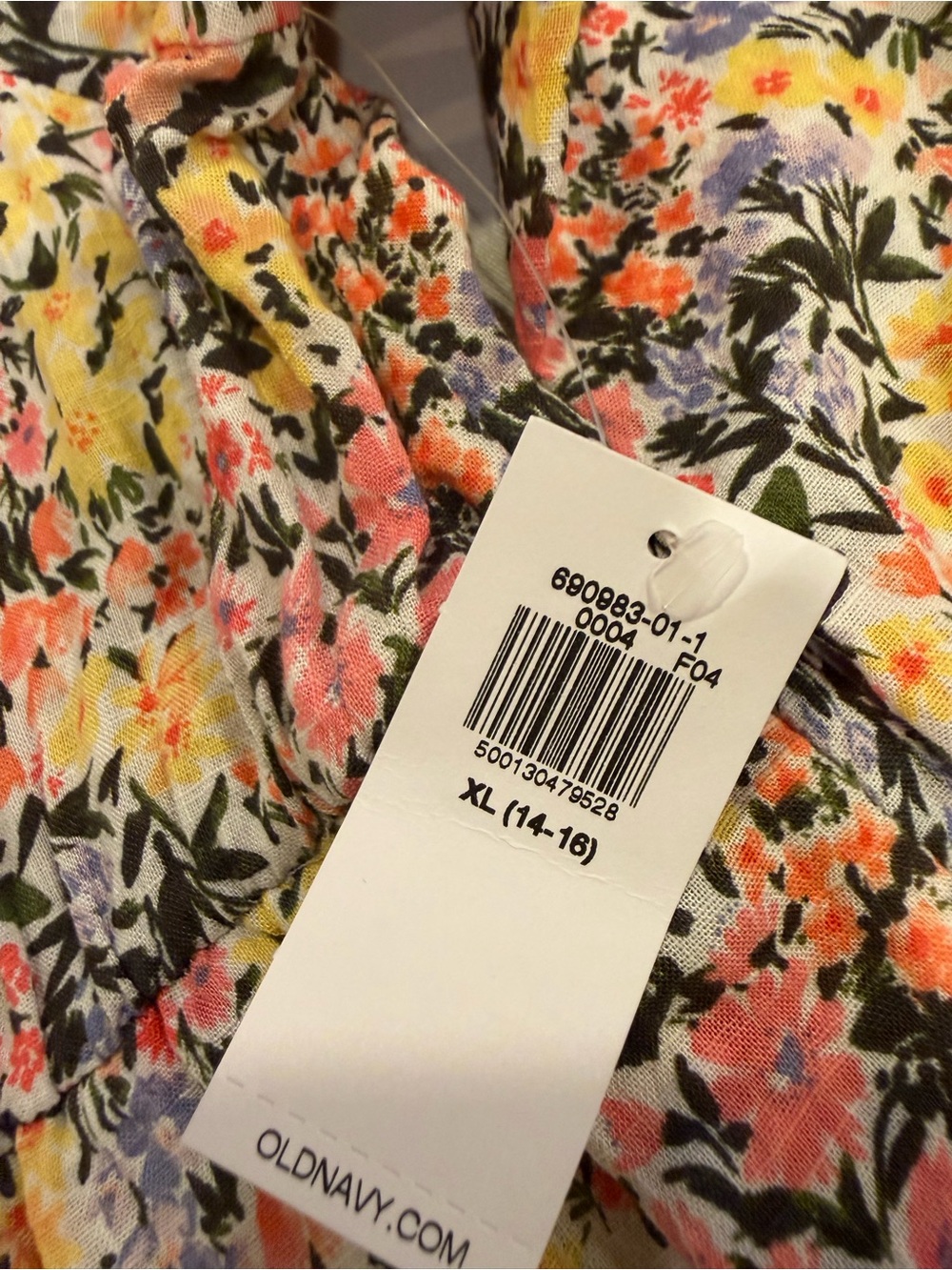 Old Navy Pink, Yellow & Blue Floral Smocked Square-Neck Dress - Picture 2 of 3